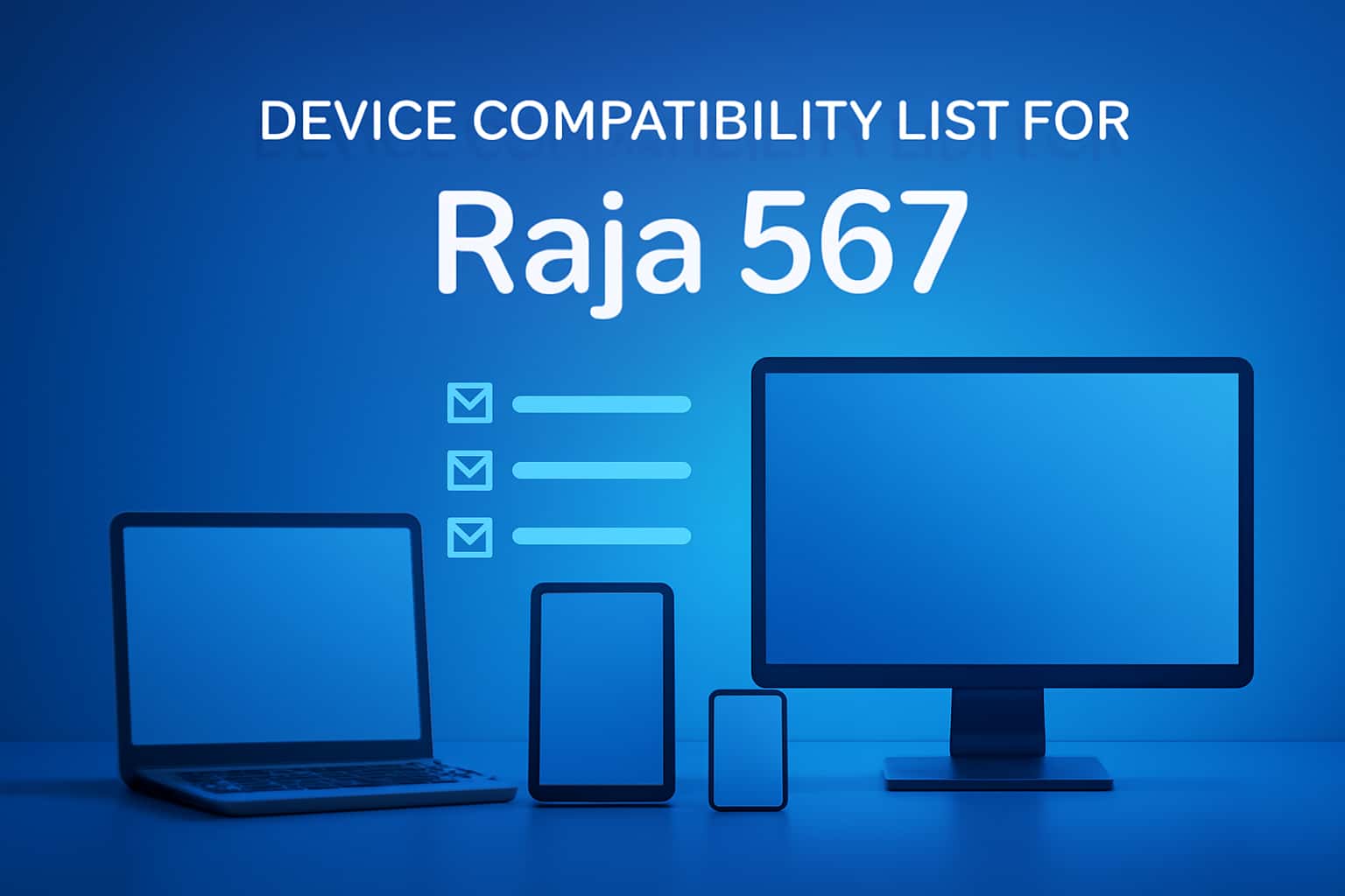 An informative scene highlighting the Device Compatibility List for Raja 567 with modern design elements.