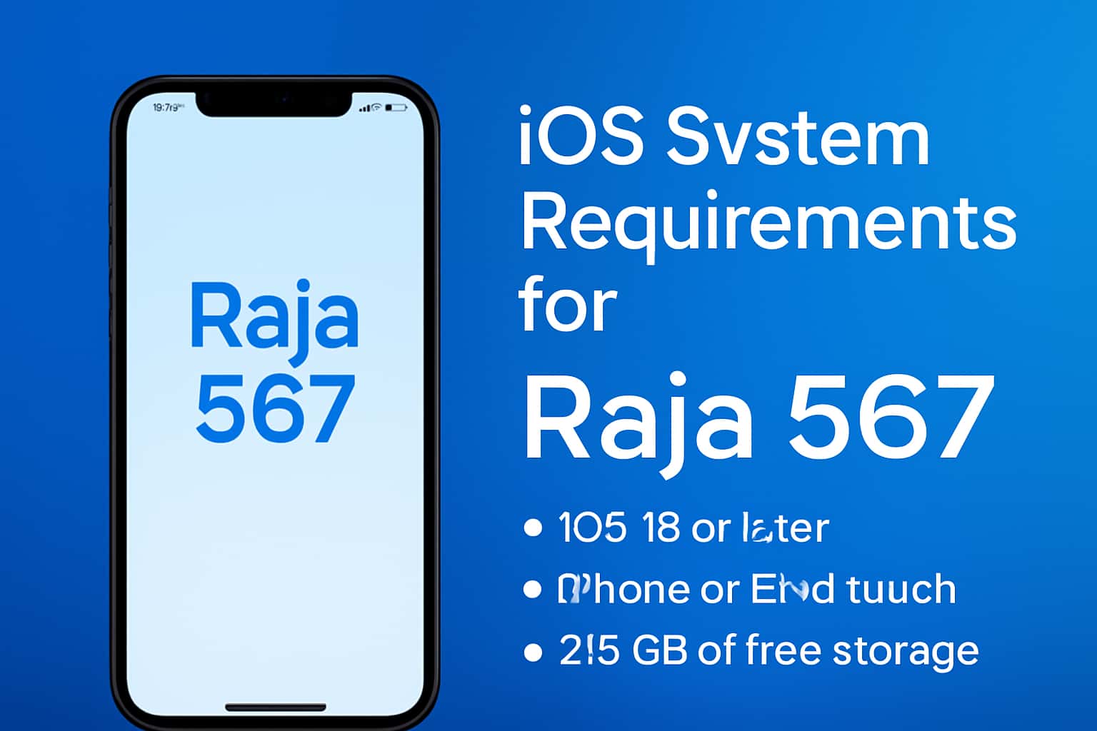 Informational scene depicting iOS system requirements for Raja 567.