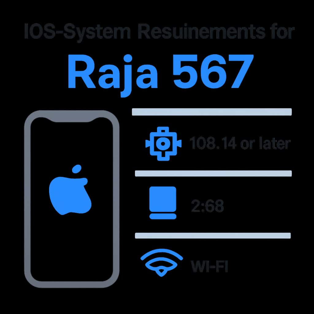Diagram illustrating iOS system requirements for Raja 567.